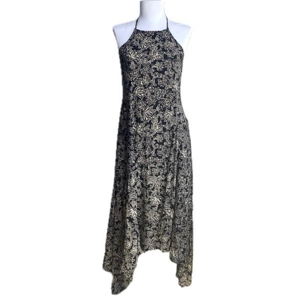 ABERCROMBIE‎ & FITCH Y2K Floral Print High Neck Racerback Midi Dress SZ XS Boho - Picture 1 of 9